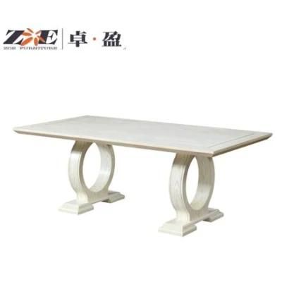 Modern Home Furniture Original Wood Color Solid Wood Veneer Dining Table with 8 Seaters