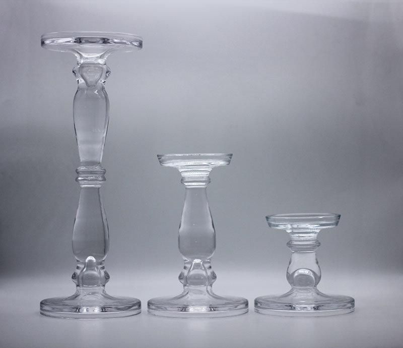 Clear Thick Glass Candle Holder for Long Thin Candle