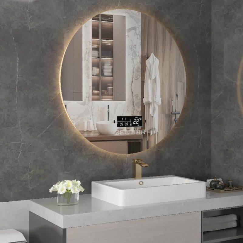 Woman Oval LED Bathroom Mirror Illuminated with Defogger and Dimming