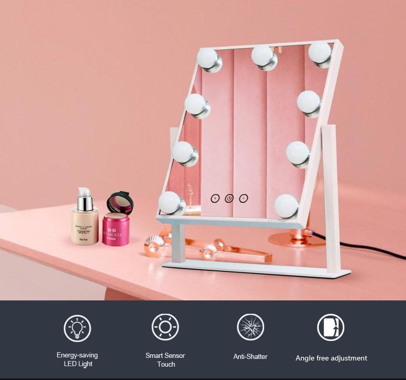 Salon Furniture Desktop LED Bulbs Lighted Mirror for Home Decor and Makeup