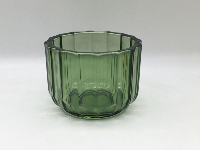 Glass Candle Holder Customized Various Spray Color Bowl Shaped Holder