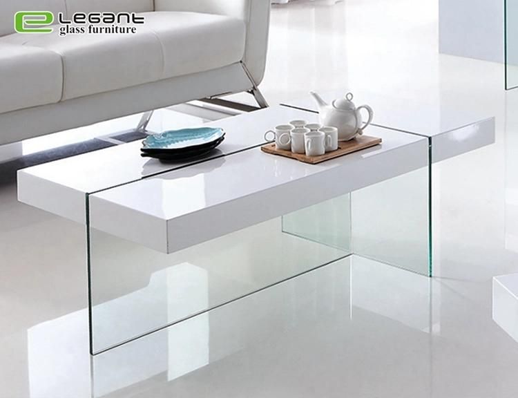 Tempered Glass Center Table with MDF Drawers