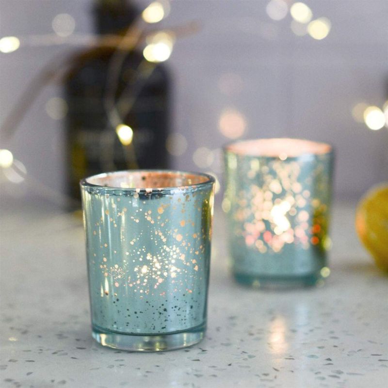 Blue Votive Candle Holders Mercury Glass Tealight Candle Holder for Wedding Party Home Decor Perfect Centerpieces