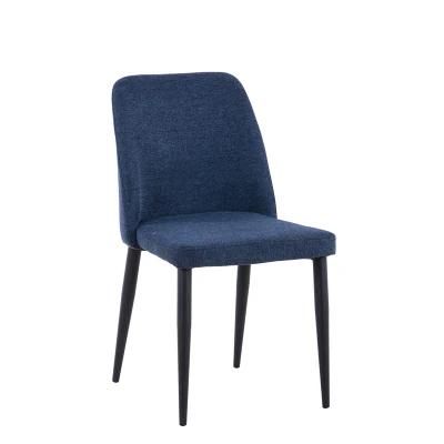 Wholesale Home restaurant Kitchen Furniture Fabric High Density Sponge Upholstered Dining Chair with Metal Legs