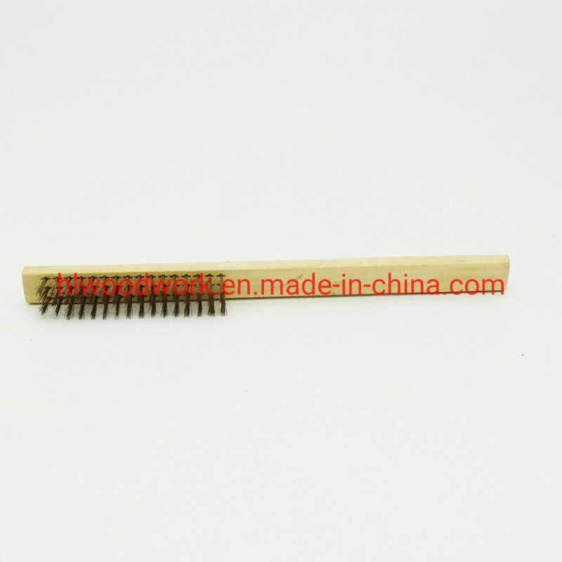 Brass Brush, Soft Brass Bristle Wire Brush, Wire Scratch Brush with Birchwood Handle