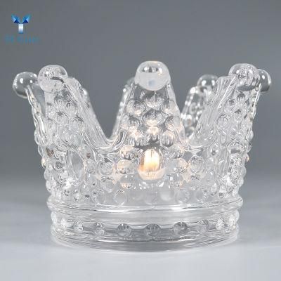 Wholesale Crown Shape Glass Candle Holder for Home Decor