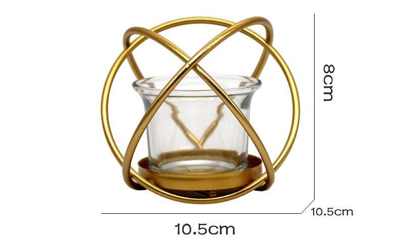 Iron and Glass Orbits Hurricane Candle Holder, Removable Glass Hurricane