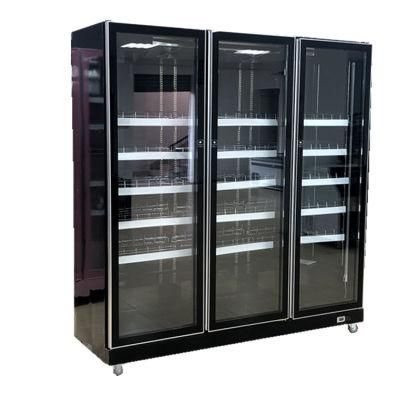 Supermarket Beverage Vertical Glass Door Merchandiser Showcase Drinks Display Chiller