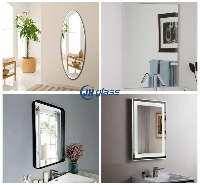 14 Inch X 4 Pieces Square Full Length Mirror Tiles Frameless Wall Mirror for Vanity Bedroom