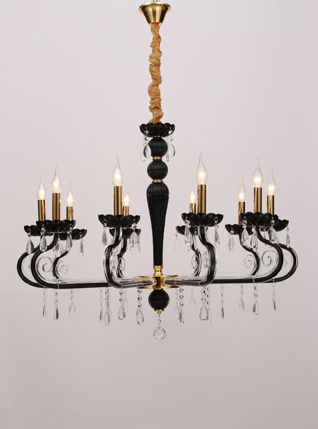 Large Double Layer Unique Vintage for Home Lighting Furniture Decorate Indoor Living Room Black Chandelier Factory Supply