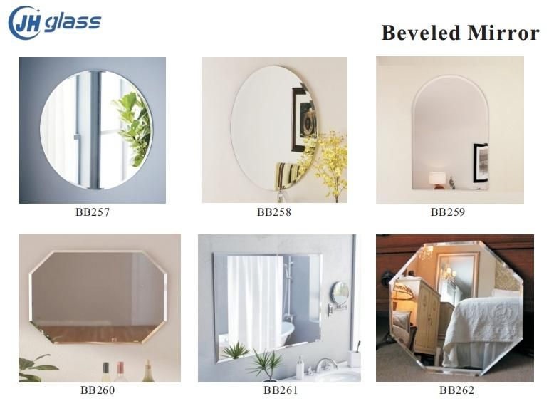 Modern Bathroom Golden Metal Round Shape Beveled Mirror