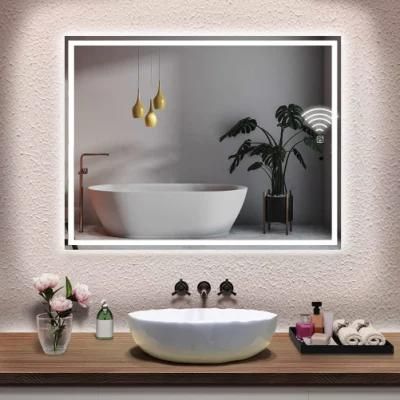 Safety Non-Corrosive Tempered Glass Dimming and Anti Mist Bathroom Wall Mirrors with Low Energy LED Light