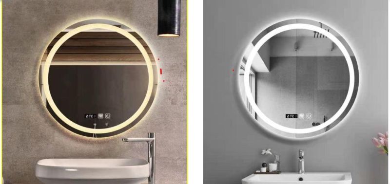 Home/Salon Furniture Decoration Bathroom Smart Wall Float Glass LED Mirror with Anti-Fog, Bluetooth