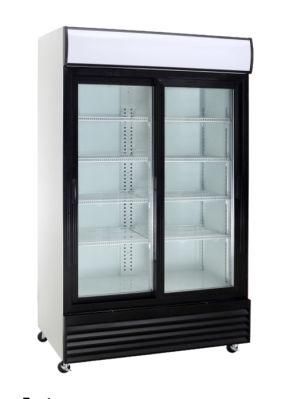 Glass 2 Door Beverage Display Freezer/Beer Display Cooler/Refrigerating Showcase