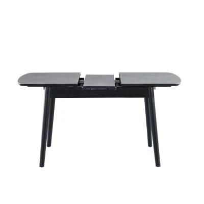 Modern Length Adjustable Folding Square Tempered Glass Dining Room Table