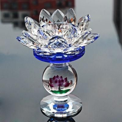 Crystal Glass Lotus Candle Holder for Home Wedding Decoration