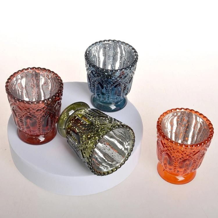 Most Popular Luxury Electroplate Glass Candle Holder Tealight Glass Candle Jar for Home Decoration