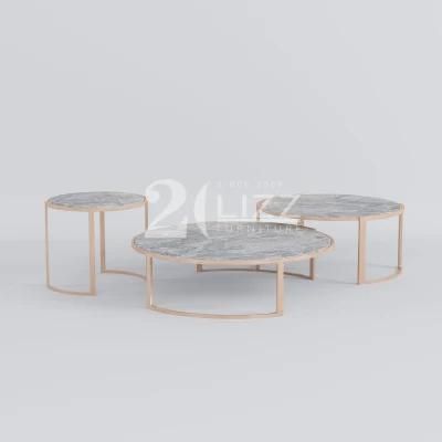 Contemporary European Style Home Dining Room Furniture Set Gold Stainless Steel Leg Coffee Table