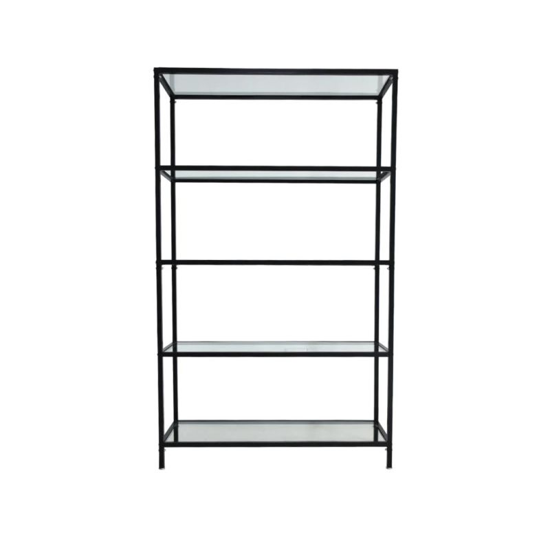 Factory Price 4 Tiers Black Simple Structure Display Shelf in Office