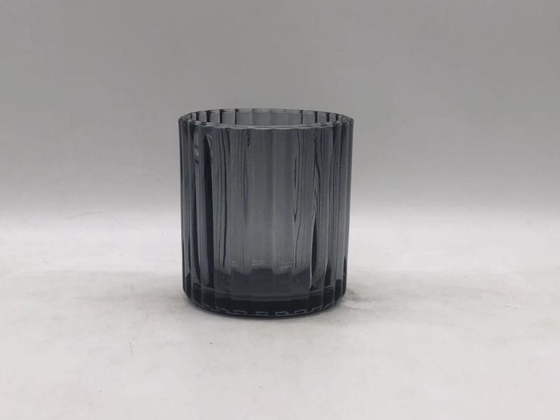 Colorful Vertical Stripes Glass Candle Holder for Decoration