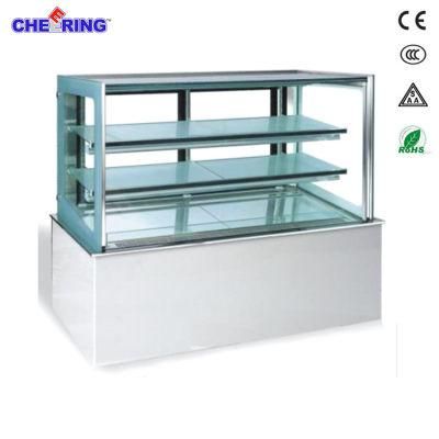3 Decks Square Cake Showcase Chiller Marble Tempered Glass Bakery Display Cake Refrigerated Showcase