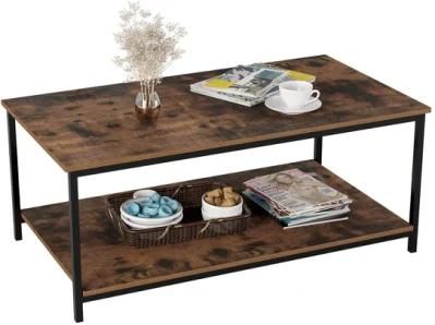 Hight Quality Metal Frame Modern Wooden Coffee Table