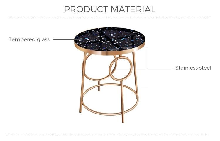 Linsy Modern Luxury New Rose Gold Glass Stainless Steel Metal Center Console Side Tables Base Marble Coffee Table Jk2j-a