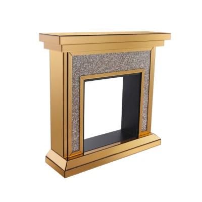 Decorative Glass Luxury Home Hotel Mirror Metal Crushed Diamond Electronic Mirrored Fireplace