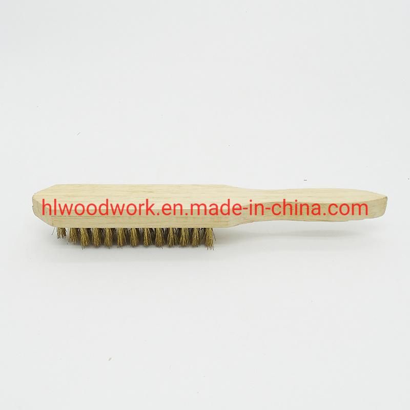 17cm Raw Wooden Handle Brass Brush, Soft Brass Bristle Wire Brush, Wire Scratch Brush with Birchwood Handle