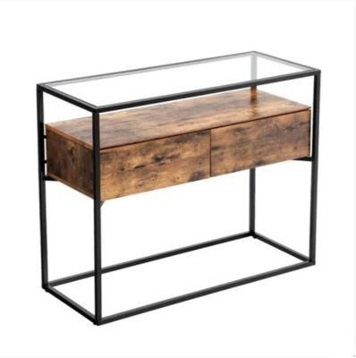 Wholesaler Tall Hallway Console Table with Glass Top and Storage