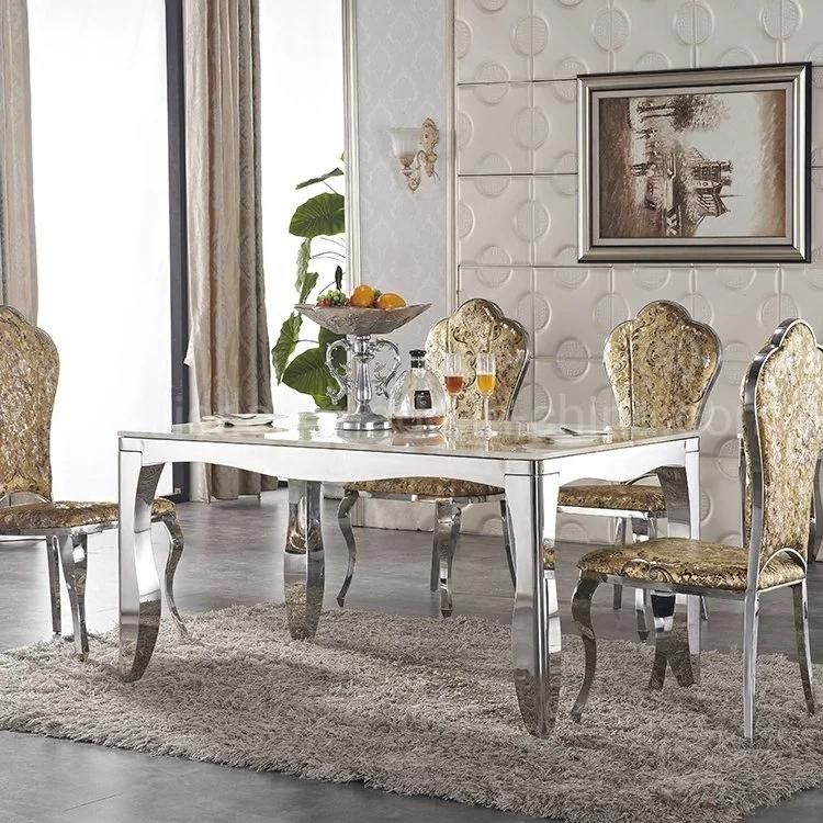 UK Home Low Price Stainless Steel Frame Marble Dining Table