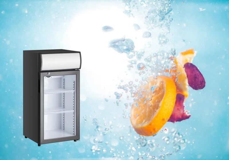 Counter-Top Beverage Chilling Sub-Zero Glass Door Display Showcase Refrigerator Cooler
