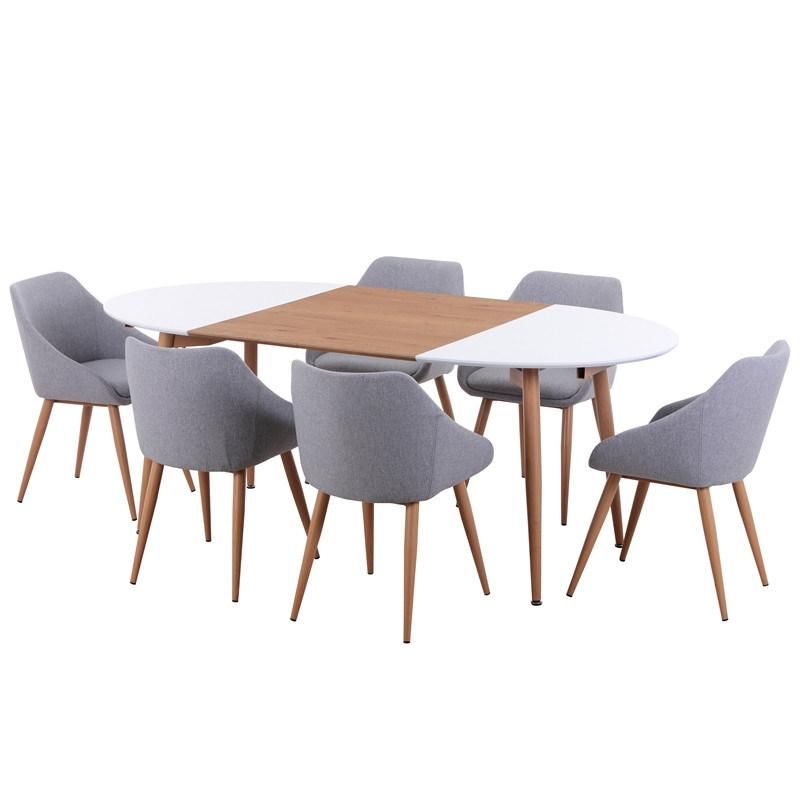 2022 Italian Home Office Furniture Space Saving Expanding Great Decoration White Dining Room Table Set of 6 Chairs for Home