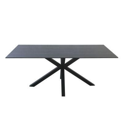 Modern Home Hotel Restaurant Black Tempered Glass Marble Top Living Room Stainless Steel Dining Table for Outdoor