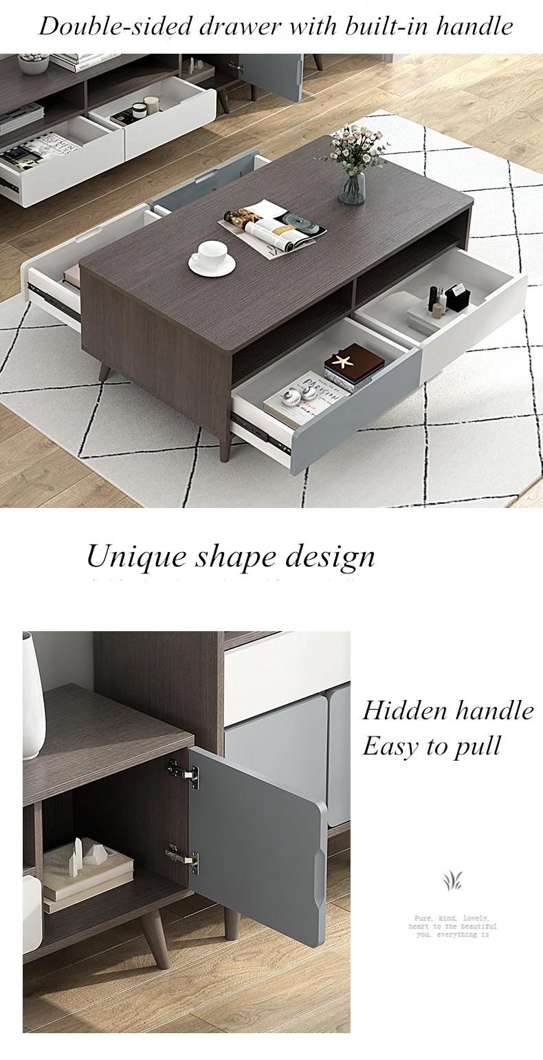 Modern Chinese Wholesale Office Living Room Furniture Set TV Stand Beside Cabinet Glass Coffee Table