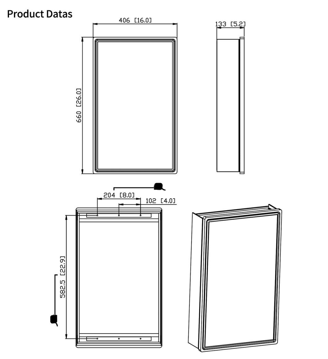 Black Wood Framed Wall Aluminum Alloy Waterproof Medicine Cabinet Northern Europe Storage Hanging Cabinet with Single Door Bathroom Mirror Cabinet for Toilet Ki