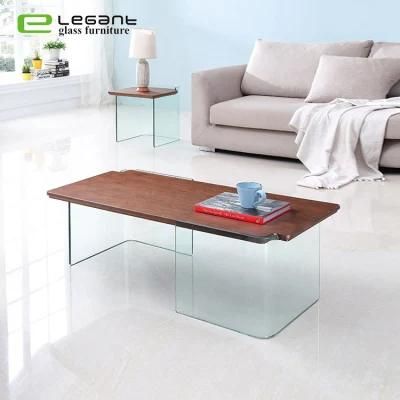 Glass Furniture Transparent Glass Coffee Table MDF Center Table