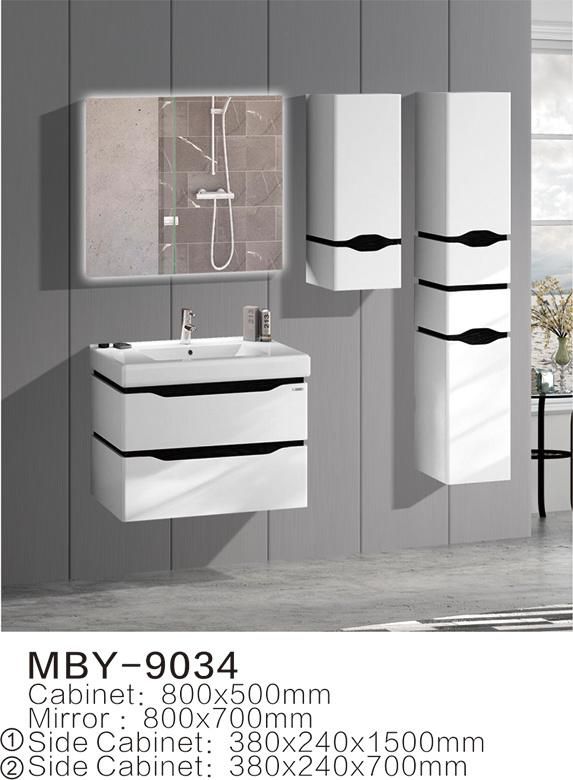 New Design Waterproof Hotel Home PVC Bathroom Vanities with Mirror