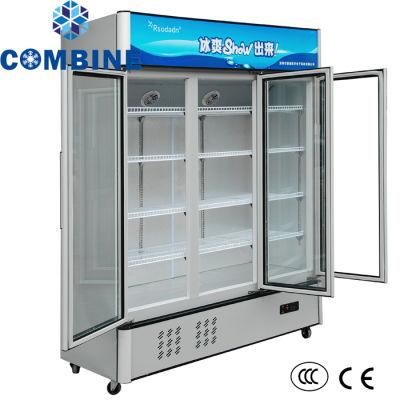 3 Door Big Capacity Energy Saving Supermarket Upright Showcase