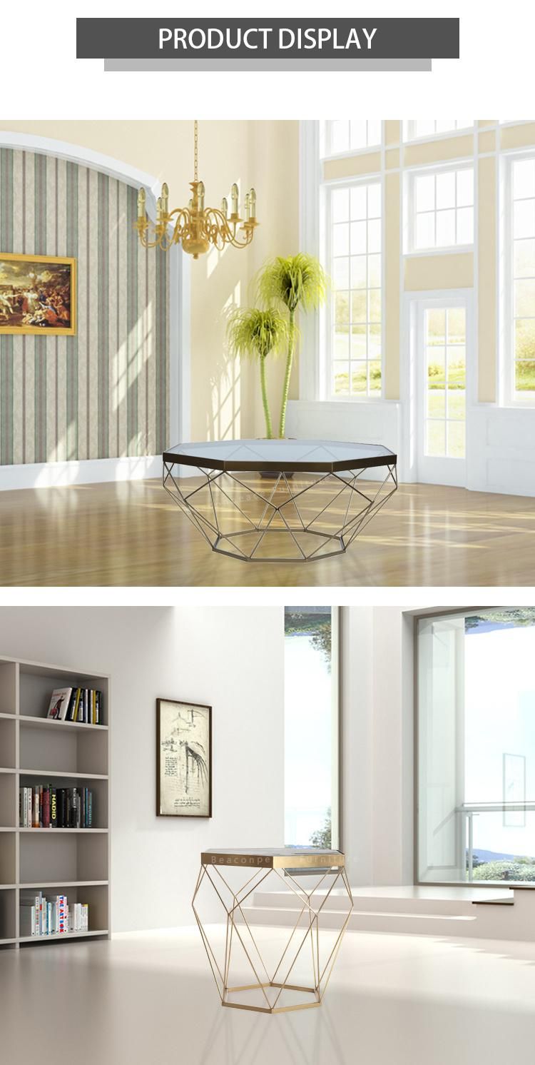 Modern Marble Diamond Shape Coffee Table for Living Room Furniture
