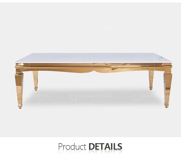 Romantic Frame Rectangle Stainless Steel Golden Event Wedding Table