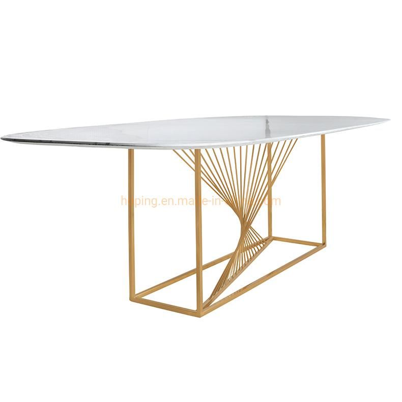 Modern Lobby Table New Office Furniture Silver U-Shaped Stainless Steel Console Table with White Top