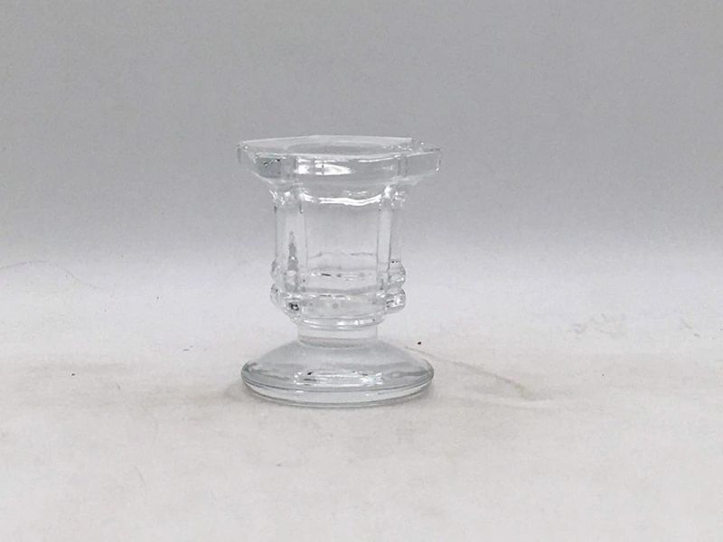 Thick Heavy Clear Glass Tealight Holder Candlestick