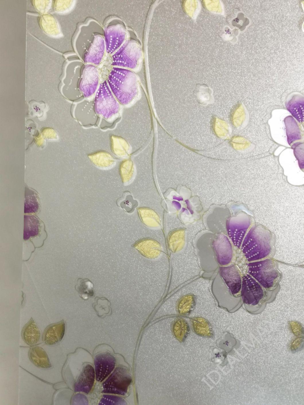 Home Interior Decorative Window Film Glitter Flower Designs