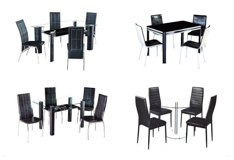 Factory Hot Sale Cheap Modern Glass Top Chromed Legs Dining Table Set