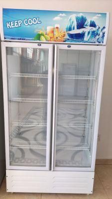 Fan Cooling Chiller Three Glass Doors Upright Freezer Showcase with High Quality