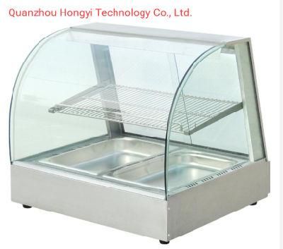 Stainless Steel Heat Display Electric Food Warming Showcase with Curved Glass