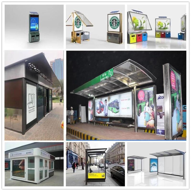 Modern City Advertising Bus Stop with LED Light Box