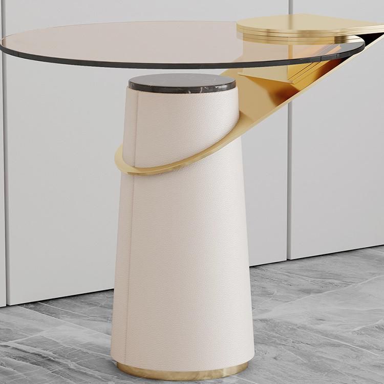 Modern Round Glass Top Coffee Table Living Room Side Table Coffee Shop Corner Table Furniture