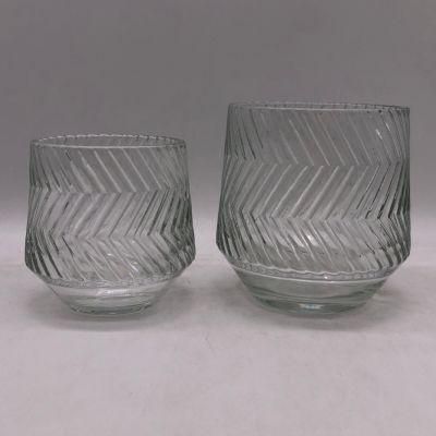 Clear Glass Candle Holder with Various Embossed Pattern